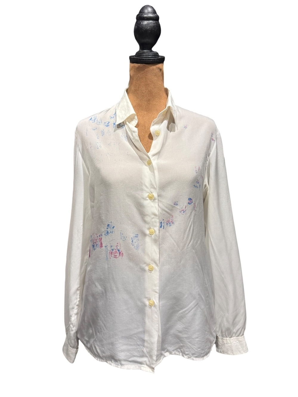 Vintage EBE Creazioni White Button-Up Blouse Made in Italy